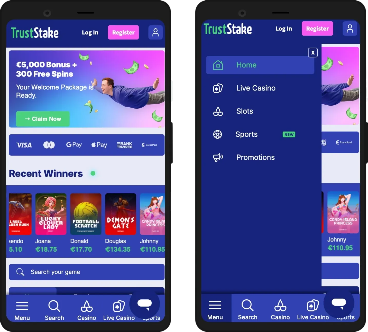 TrustStake Casino mobile